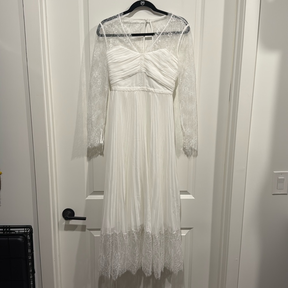 Self Portrait Chiffon Lace Midi Dress